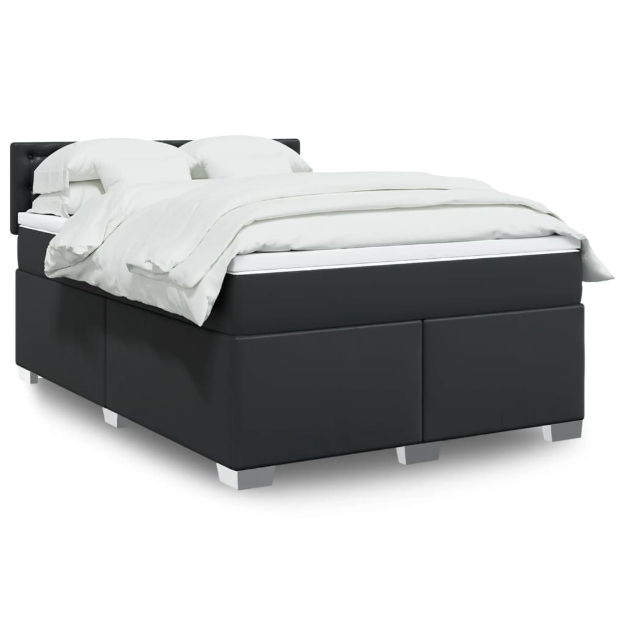 Giroletto a Molle con Materasso Nero 140x190 cm in Similpelle