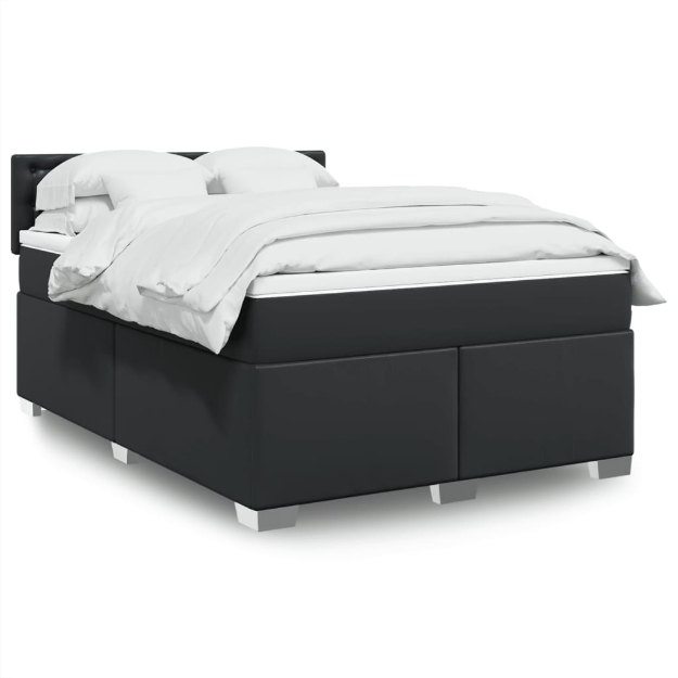 Giroletto a Molle con Materasso Nero 140x190 cm in Similpelle
