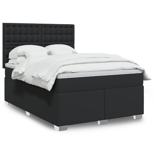 Giroletto a Molle con Materasso Nero 140x190 cm in Similpelle