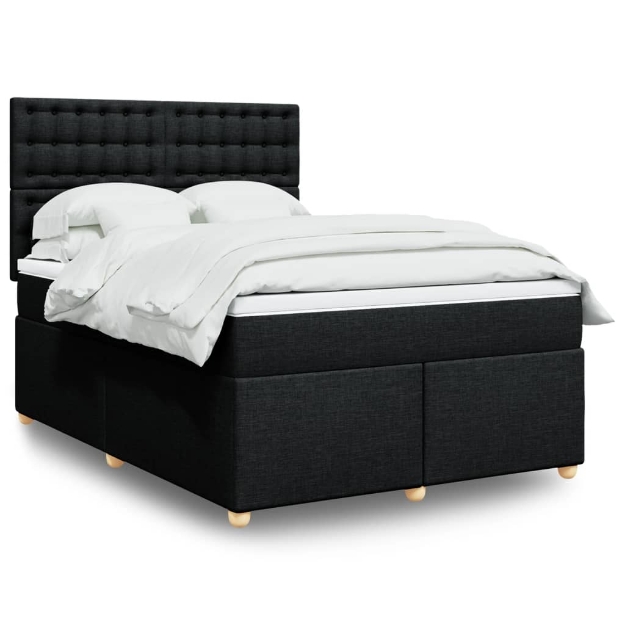 Giroletto a Molle con Materasso Nero 140x190 cm in Tessuto
