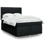 Giroletto a Molle con Materasso Nero 140x190 cm in Tessuto