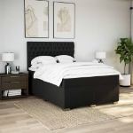 Giroletto a Molle con Materasso Nero 140x190 cm in Tessuto