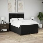 Giroletto a Molle con Materasso Nero 140x190 cm in Tessuto