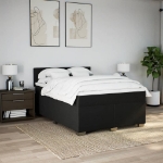 Giroletto a Molle con Materasso Nero 140x190 cm in Tessuto