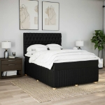Giroletto a Molle con Materasso Nero 140x190 cm in Tessuto