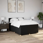 Giroletto a Molle con Materasso Nero 140x190 cm in Tessuto