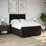 Giroletto a Molle con Materasso Nero 140x190 cm in Tessuto