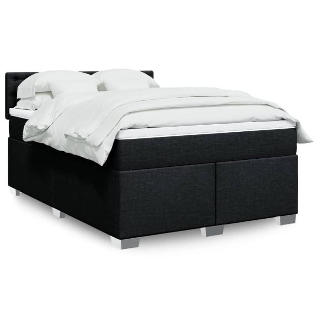 Giroletto a Molle con Materasso Nero 140x190 cm in Tessuto