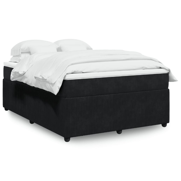 Giroletto a Molle con Materasso Nero 140x190 cm in Velluto