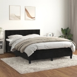 Giroletto a Molle con Materasso Nero 140x190 cm in Velluto