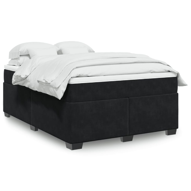 Giroletto a Molle con Materasso Nero 140x190 cm in Velluto