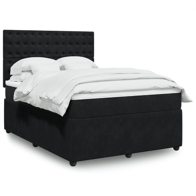 Giroletto a Molle con Materasso Nero 140x190 cm in Velluto