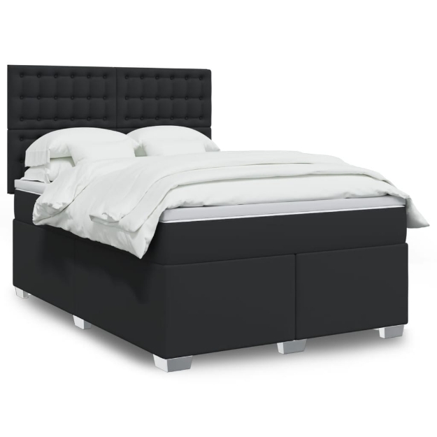 Giroletto a Molle con Materasso Nero 140x200 cm in Similpelle