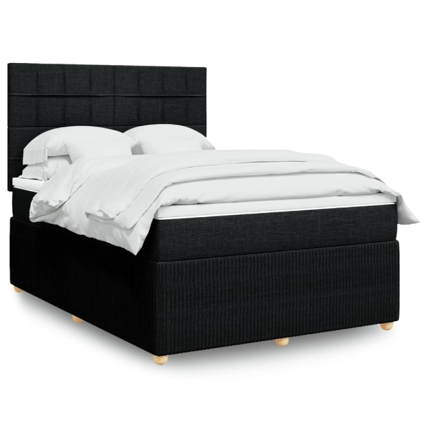 Giroletto a Molle con Materasso Nero 140x200 cm in Tessuto