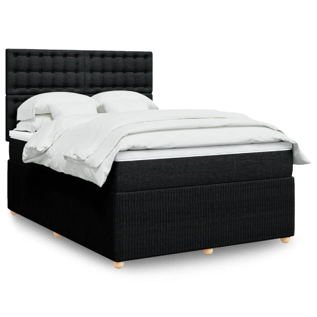 Giroletto a Molle con Materasso Nero 140x200 cm in Tessuto