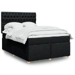 Giroletto a Molle con Materasso Nero 140x200 cm in Tessuto