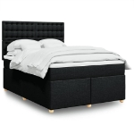 Giroletto a Molle con Materasso Nero 140x200 cm in Tessuto