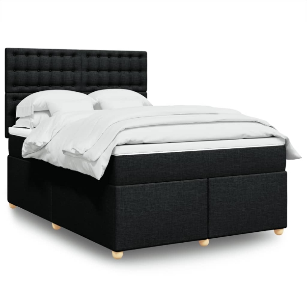 Giroletto a Molle con Materasso Nero 140x200 cm in Tessuto