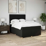 Giroletto a Molle con Materasso Nero 140x200 cm in Tessuto