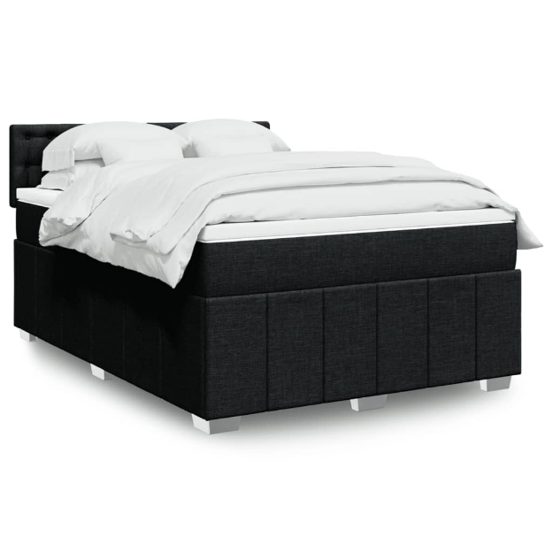 Giroletto a Molle con Materasso Nero 140x200 cm in Tessuto