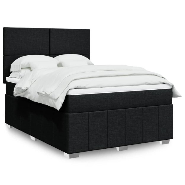 Giroletto a Molle con Materasso Nero 140x200 cm in Tessuto
