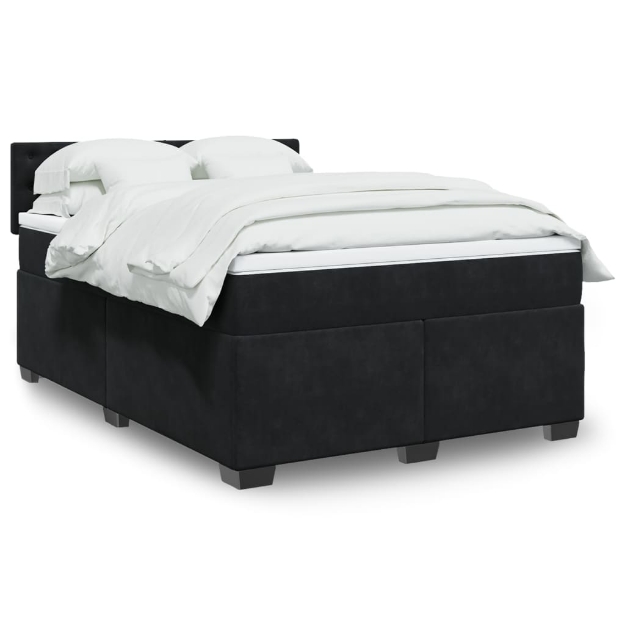 Giroletto a Molle con Materasso Nero 140x200 cm in Velluto