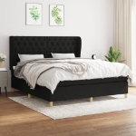 Giroletto a Molle con Materasso Nero 160x200 cm in Tessuto