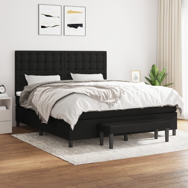 Giroletto a Molle con Materasso Nero 160x200 cm in Tessuto
