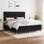 Giroletto a Molle con Materasso Nero 160x200 cm in Tessuto