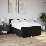 Giroletto a Molle con Materasso Nero 160x200 cm in Tessuto