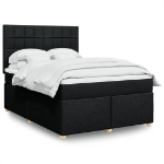 Giroletto a Molle con Materasso Nero 160x200 cm in Tessuto