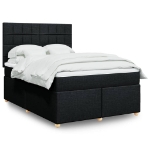 Giroletto a Molle con Materasso Nero 160x200 cm in Tessuto