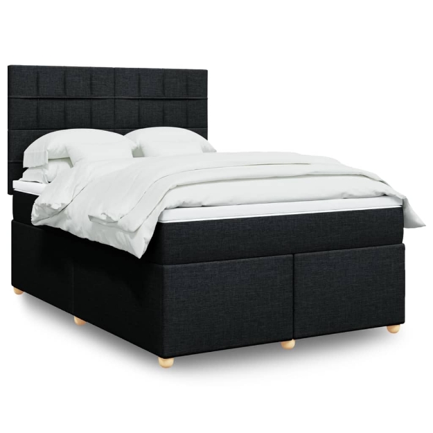 Giroletto a Molle con Materasso Nero 160x200 cm in Tessuto