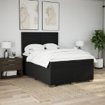 Giroletto a Molle con Materasso Nero 160x200 cm in Tessuto