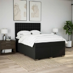 Giroletto a Molle con Materasso Nero 160x200 cm in Tessuto