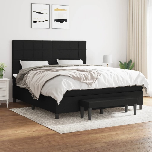 Giroletto a Molle con Materasso Nero 160x200 cm in Tessuto