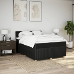 Giroletto a Molle con Materasso Nero 160x200 cm in Tessuto