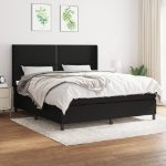Giroletto a Molle con Materasso Nero 160x200 cm in Tessuto