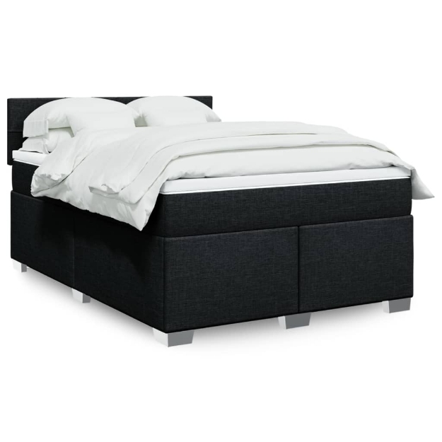 Giroletto a Molle con Materasso Nero 160x200 cm in Tessuto