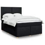 Giroletto a Molle con Materasso Nero 160x200 cm in Tessuto