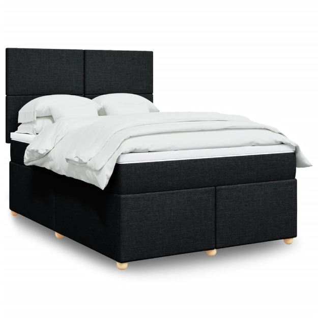 Giroletto a Molle con Materasso Nero 160x200 cm in Tessuto