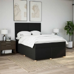 Giroletto a Molle con Materasso Nero 160x200 cm in Tessuto
