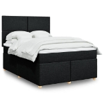 Giroletto a Molle con Materasso Nero 160x200 cm in Tessuto