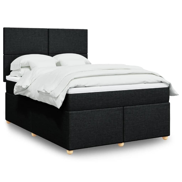 Giroletto a Molle con Materasso Nero 160x200 cm in Tessuto