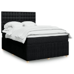 Giroletto a Molle con Materasso Nero 160x200 cm in Tessuto