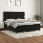 Giroletto a Molle con Materasso Nero 160x200 cm in Velluto