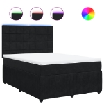 Giroletto a Molle con Materasso Nero 160x200 cm in Velluto