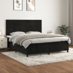 Giroletto a Molle con Materasso Nero 160x200 cm in Velluto