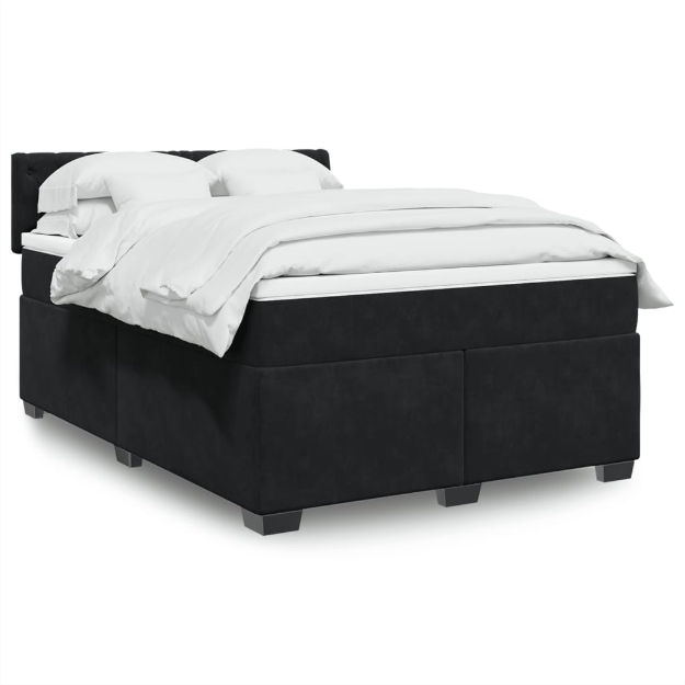 Giroletto a Molle con Materasso Nero 160x200 cm in Velluto