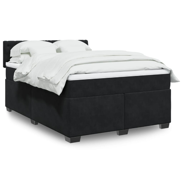 Giroletto a Molle con Materasso Nero 160x200 cm in Velluto